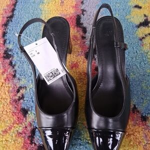 H&M Glossy Black Slingback Heels